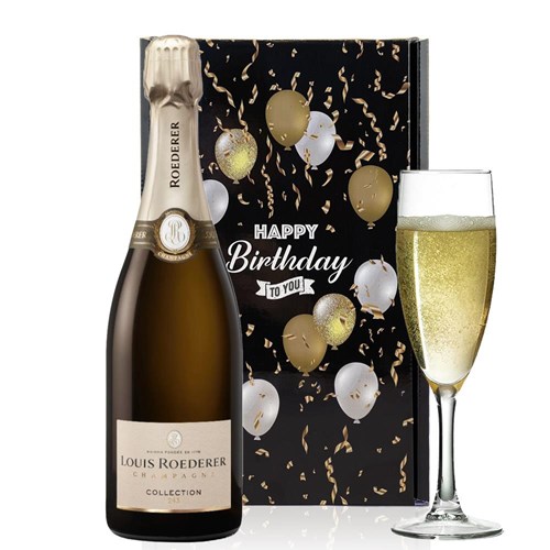 Louis Roederer Collection 243 Champagne 75cl And Flute Happy Birthday Gift Box